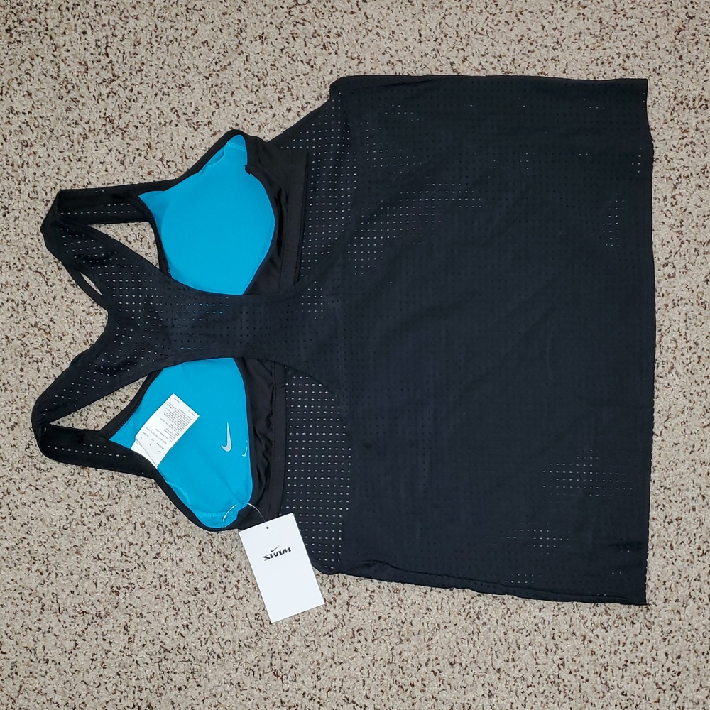 Nike Swimwear Athletic Mesh Racerback  Bralette Layered Tankini 2 piece Swimsuit - Picture 3 of 7